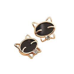 BLACK DIAMOND SMILING CAT EARRING