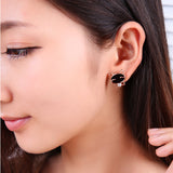 BLACK DIAMOND SMILING CAT EARRING